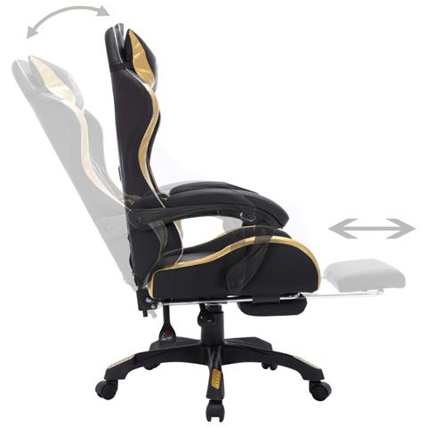 Sedia Da Gaming Con Luci A Led Rgb Oro E Nera In Similpelle - Foto 2