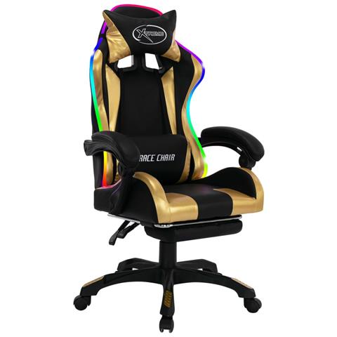 Sedia Da Gaming Con Luci A Led Rgb Oro E Nera In Similpelle - Foto 10