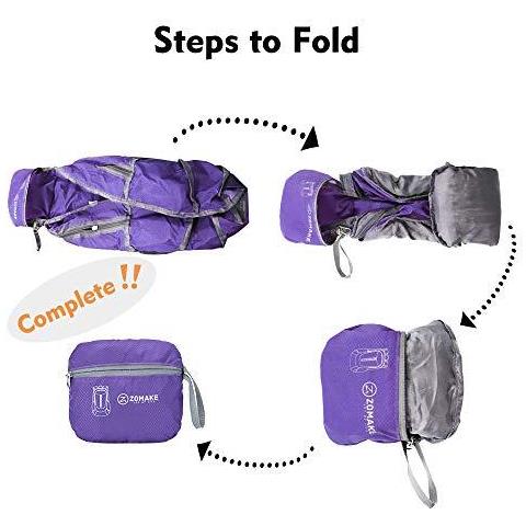 Ultra Leggero Packable Zaino 25l Piccolo Water Resistant Zaino Pieghevole Viaggi Daysack Uomo Donna Descursione Esterni (viola) - Foto 2