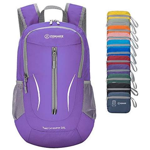Ultra Leggero Packable Zaino 25l Piccolo Water Resistant Zaino Pieghevole Viaggi Daysack Uomo Donna Descursione Esterni (viola) - Foto 1