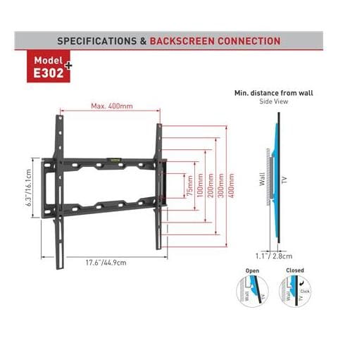 E302+ 65" Nero supporto da parete per tv a schermo piatto - Foto 1