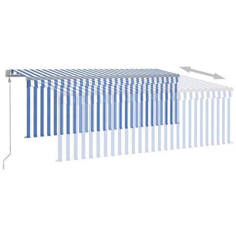 Tenda Sole Retrattile Automatica con Parasole 4x3m Blu Bianco - Foto 2