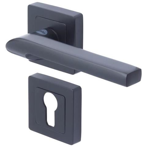 Ypp7spe Maniglia Quadrata Da 7 Nera Modello Siena Passaggio Cilindro Euro - Foto 1