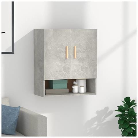 Armadietto A Muro Grigio Cemento 60x31x70 Cm Legno Multistrato - Foto 13