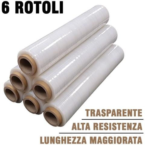 Film Estensibile Manuale 50cm Pellicola Trasparente Domopack 6 Rotoli Imballo - Foto 1