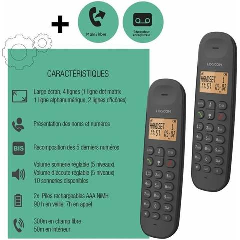 Telefono Cordless Vivavoce Iloa 255 Con Display, Portata 300 M, Nero - Foto 2