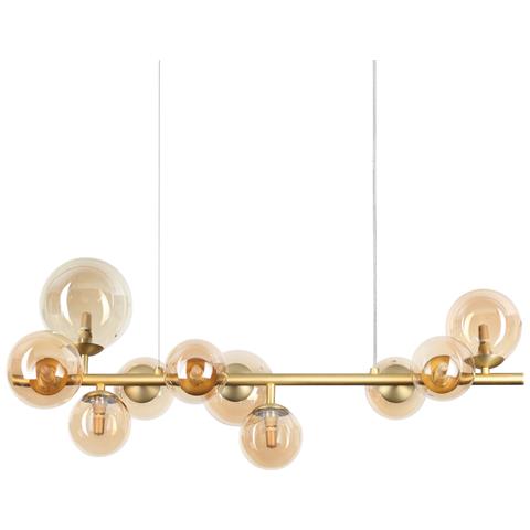 Lampadario A Sospensione Moderno Perlage Metallo Ottone 10 Luci G9 15w 3000k - Foto 1