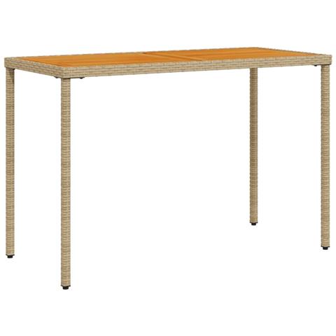 Tavolo Giardino Piano Legno Acacia Beige 115x54x74cm Polyrattan - Foto 2