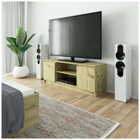 Mobiletto TV, 2 ante, 140x40x55 cm, Colore Quercia Artisan - Foto 4