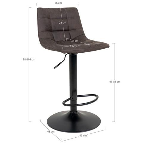 Set 2 Sgabelli Alti Middelfart - Grigio - Microfibra - 43x43x108 Cm - Foto 7