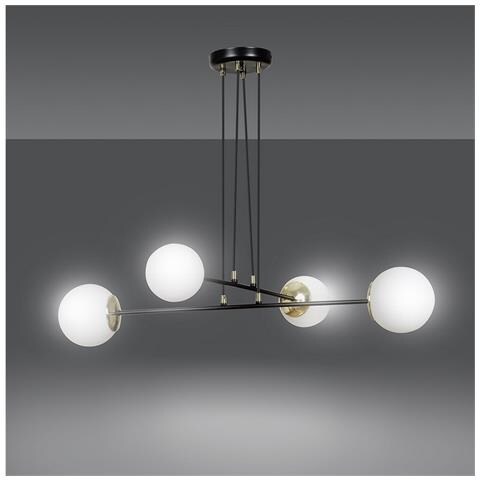 Lampada A Sospensione Ognis - Nero, Bianco - Acciaio Verniciato A Polvere, Vetro - 75x100x75 Cm - Foto 2