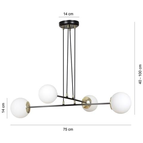 Lampada A Sospensione Ognis - Nero, Bianco - Acciaio Verniciato A Polvere, Vetro - 75x100x75 Cm - Foto 5