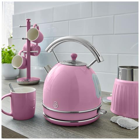 Sk14630pneu Retro Bollitore Elettrico 1,8l, Design Vintage, Senza Fili, Acciaio Inossidabile 3000w Rosa - Foto 8