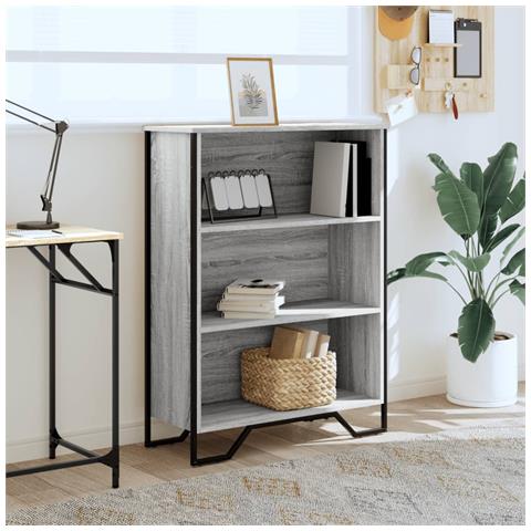 Libreria Grigio Sonoma 80x31x106 Cm In Legno Multistrato - Foto 3
