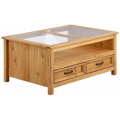 Selma Tavolino In Vetro E Pino Naturale - Foto 1