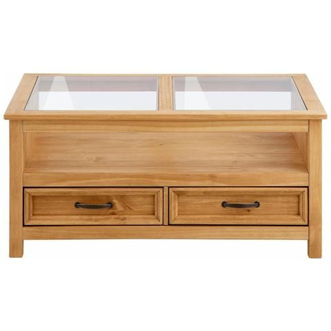 Selma Tavolino In Vetro E Pino Naturale - Foto 2