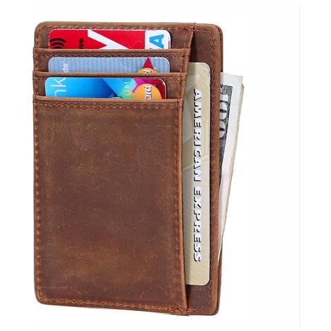 Portacarte Con Protezione Rfid Vera Pelle Brown - Foto 1
