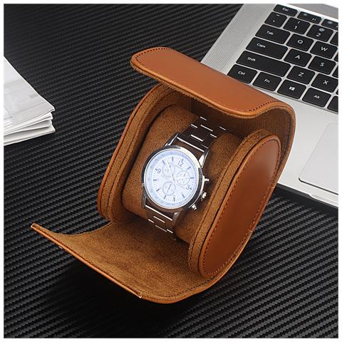 Elegante Scatola Porta Orologi In Pelle Pu Per Riporre E Viaggiare Brown - Foto 3
