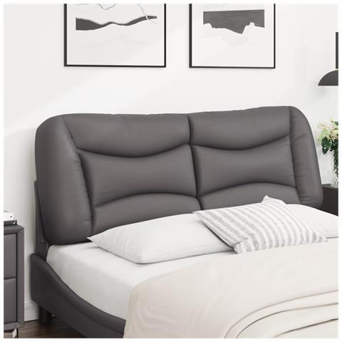 Cuscino Testiera Grigio 140 Cm In Similpelle - Foto 3