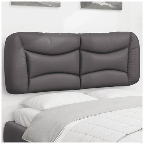 Cuscino Testiera Grigio 140 Cm In Similpelle - Foto 1