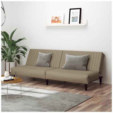 Divano Letto A 2 Posti Cappuccino In Similpelle - Foto 1