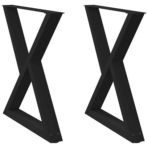 Gambe Per Tavolo Da Pranzo 2 Pz Nero 80x(72-73,3) Cm In Acciaio - Foto 2