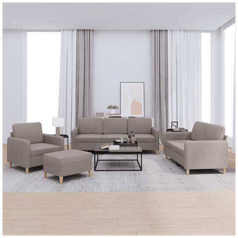 Set Di Divani 4 Pz Con Cuscini Tortora In Tessuto - Foto 1