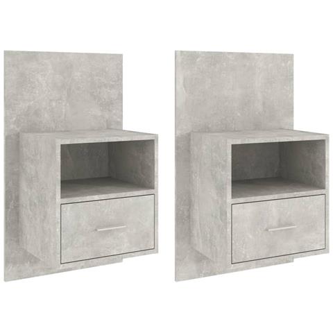 Lusso Casadino -  Comodini A Muro 2 Pz Grigio Cemento - Foto 1