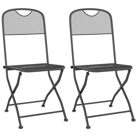 Sedie Giardino Pieghevoli 2 Pz Rete Metallica Espansa Antracite - Foto 1