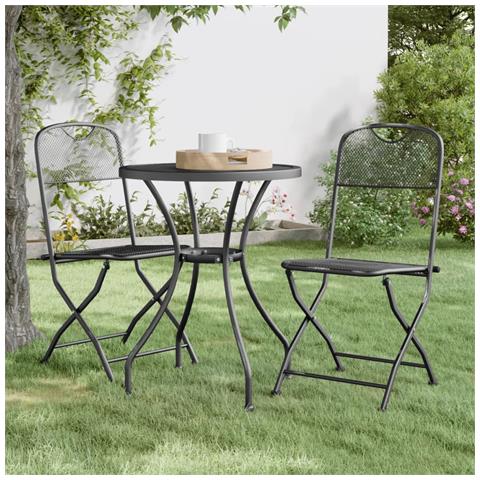 Sedie Giardino Pieghevoli 2 Pz Rete Metallica Espansa Antracite - Foto 7