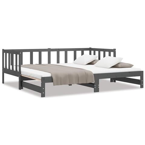 Lusso Casadino - Dormeuse Estraibile Grigia 2x(90x190) Cm Legno Massello Di Pino - Foto 1