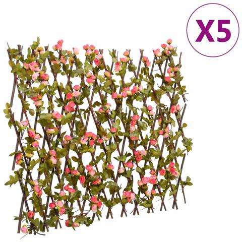 Traliccio Edera Artificiale Espandibile 5pz Rosa Scuro 180x60cm - Foto 2