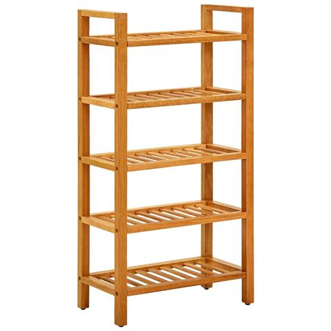 Scarpiera Con 5 Ripiani 50x27x100cm In Legno Massello Di Rovere - Foto 2