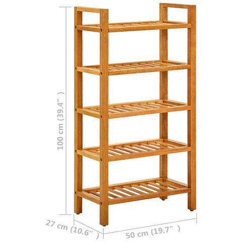 Scarpiera Con 5 Ripiani 50x27x100cm In Legno Massello Di Rovere - Foto 6