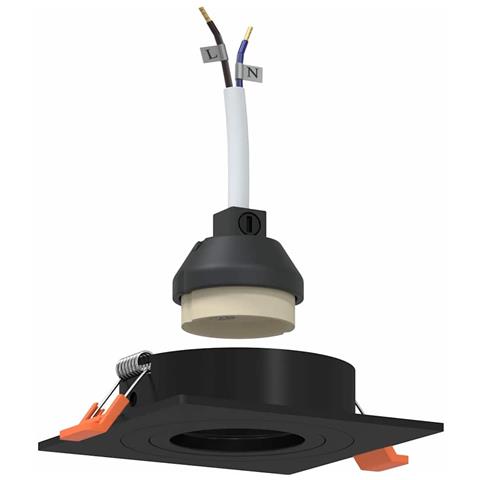 Faretti Incassati 6 pz Quadrato GU10 Nero 91x91 mm - Foto 1