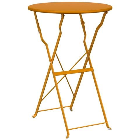 Tavolo Bistro Pieghevole Giallo Senape Ø50x71 cm Acciaio Verniciato a Polvere - Foto 1