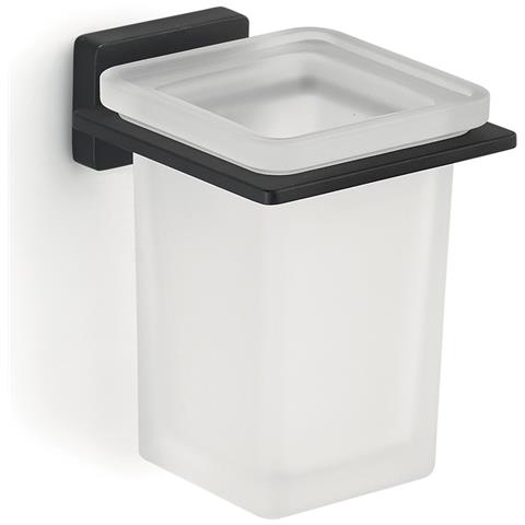 Portaspazzolini Da Muro In Acciaio Inox E Cromall 4410 Serie Atena Nero Opaco - Foto 1