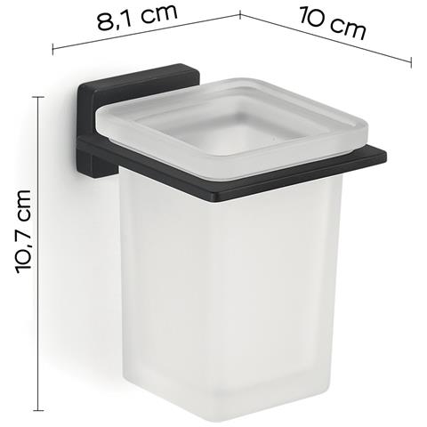 Portaspazzolini Da Muro In Acciaio Inox E Cromall 4410 Serie Atena Nero Opaco - Foto 2