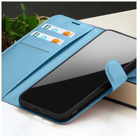 Custodia A Portafoglio Per Samsung A06 Con Supporto E Linguetta Magnetica, Azzurro - Foto 5