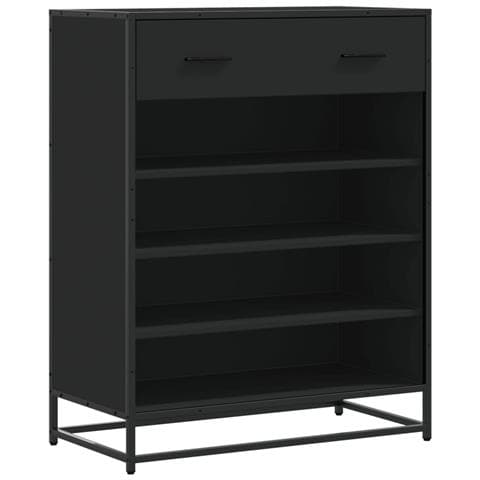 Scarpiera Nera 75x38x97,5 cm in Truciolato e Metallo - Foto 1