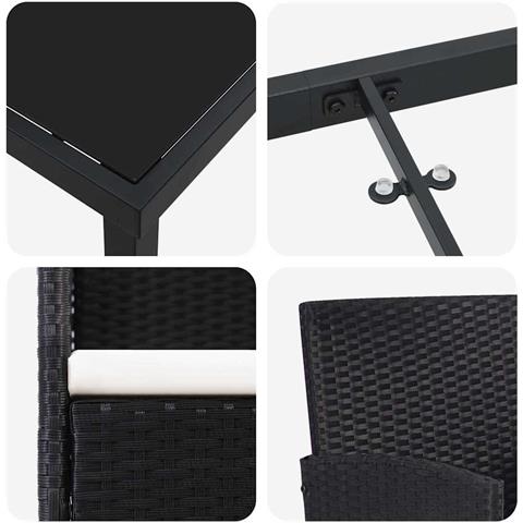 Set da Pranzo per Giardino con cuscino 5 pcs Nero Poly Rattan - Foto 9