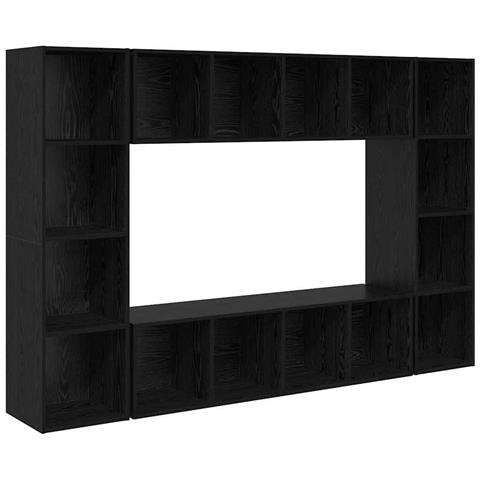 Mobile TV 4 pcs Nero 37 x 37 x 142.5 cm Legno multistrato - Foto 1