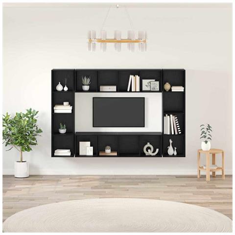 Mobile TV 4 pcs Nero 37 x 37 x 142.5 cm Legno multistrato - Foto 2