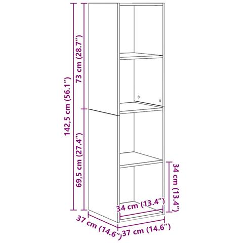 Mobile TV 4 pcs Nero 37 x 37 x 142.5 cm Legno multistrato - Foto 9