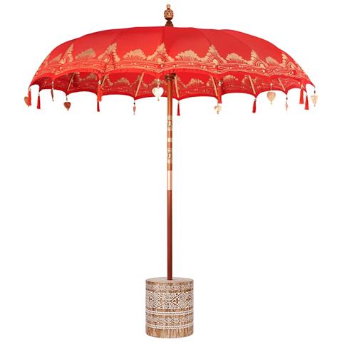 Parasol Balinese 260 Rosso 210-220 cm Cotone e legno massello - Foto 1