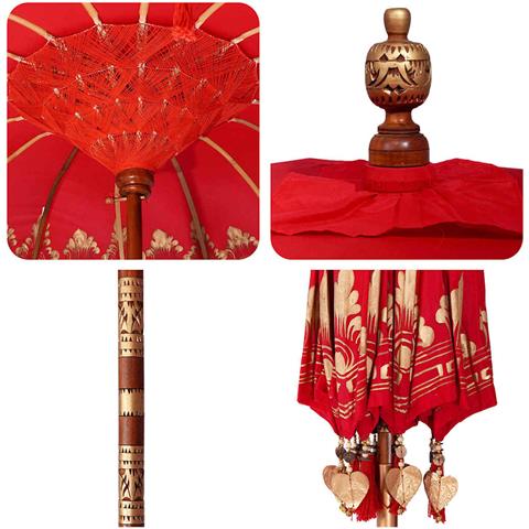 Parasol Balinese 260 Rosso 210-220 cm Cotone e legno massello - Foto 9