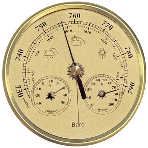 Barometro Analogico Da 130 Mm Con Termometro E Igrometro - Stazione Meteo 3 In 1 Gold - Foto 1