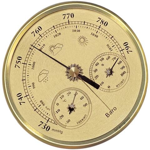 Barometro Analogico Da 130 Mm Con Termometro E Igrometro - Stazione Meteo 3 In 1 Gold - Foto 4