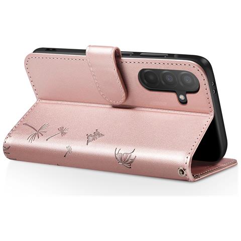 Custodia A Portafoglio Per Galaxy A56 / A36 Premium Design Fiori Farfalla, Rosa Champagne - Foto 2