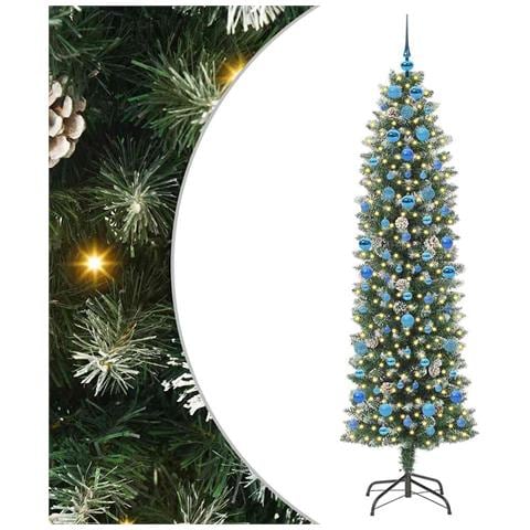 Albero di Natale Artificiale Sottile Verde e Bianco 210 cm - Foto 1